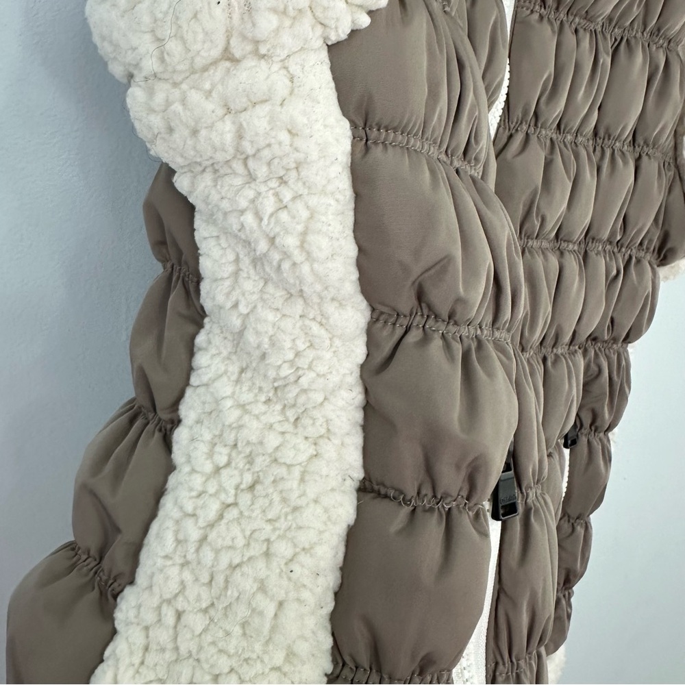 Calvin Klein Performance Size XL Taupe Puffy Vest With Cream Faux Shearling - Picture 10 of 16